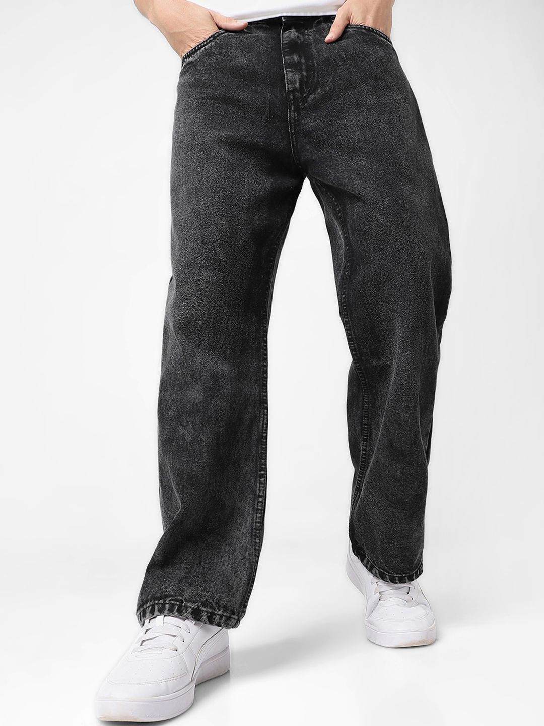 2e983726-88d6-4c83-a56e-5e701b3d530e1719213816859UrbanoFashionMenLooseRelaxedFitJeans1.jpg Men's Loose Baggy Fit Non-Stretchable Washed Jeans - Image 1