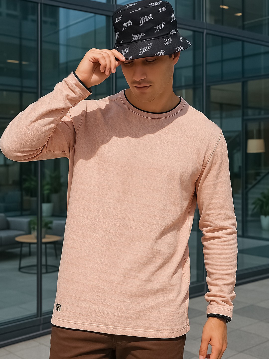 3bf645e3-25d0-4e01-b27d-7f3856236b901746709233259-Maniac-Self-Design-Round-Neck-Long-Sleeves-Pure-Cotton-Slim-1.jpg Long Sleeves T-shirt - Image 1