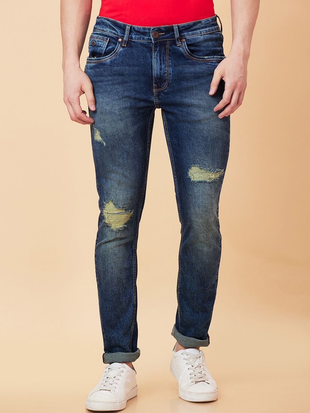 4a2319a9-982a-4c18-967c-4c8f78d379c41714398204197BeingHumanMenSlimFitMildlyDistressedLightFadeJeans1.jpg Men Slim Fit Light Fade Jeans - Image 1