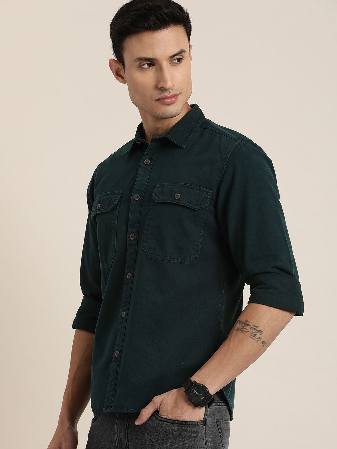 52a611a1-c34b-43e0-9aed-b8ec285cfd5c1677224073448-Moda-Rapido-Men-Shirts-2811677224072908-4.jpg Moda Rapido Solid Casual Shirt - Image 1