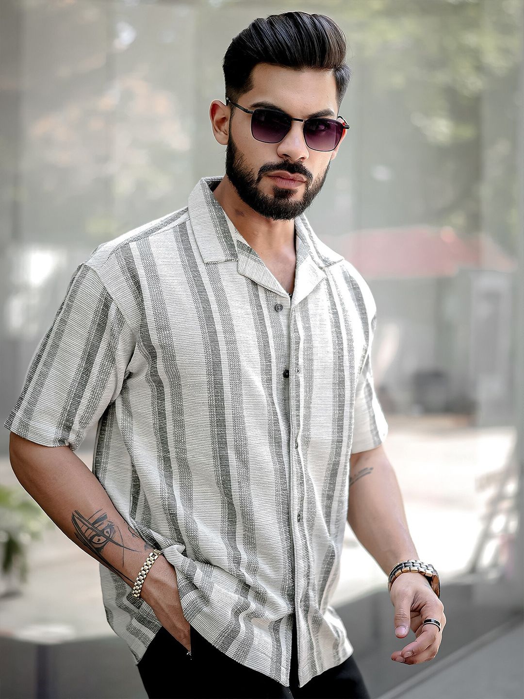 6442c896-28cd-4cf2-a27c-f5f96ddffcff1714213496984ManiacMenComfortOpaqueStripedCasualShirt4.jpg Comfort Striped Oversized Casual Shirt - Image 1