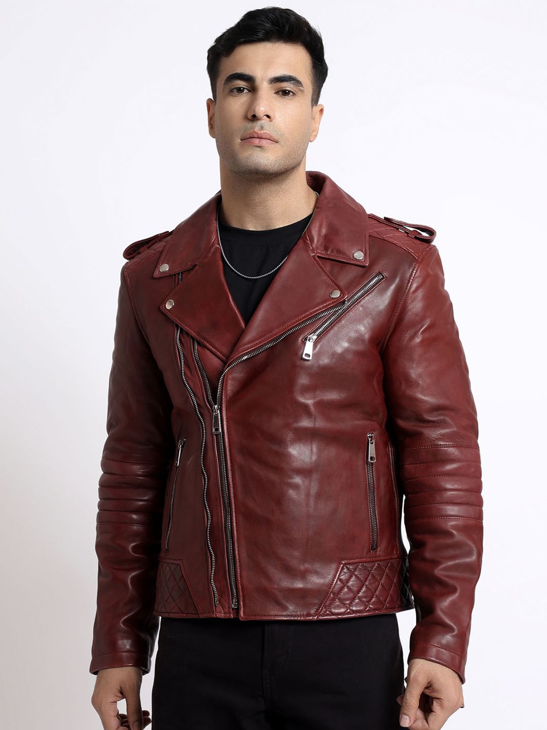 7454caa4-3faa-48d1-b46c-ea51320f3d811730211462783-Saint-G-Lapel-Collar-Water-Resistant-Leather-Biker-Jacket-57-1.jpg Lapel Collar Water Resistant Leather Biker Jacket - Image 1