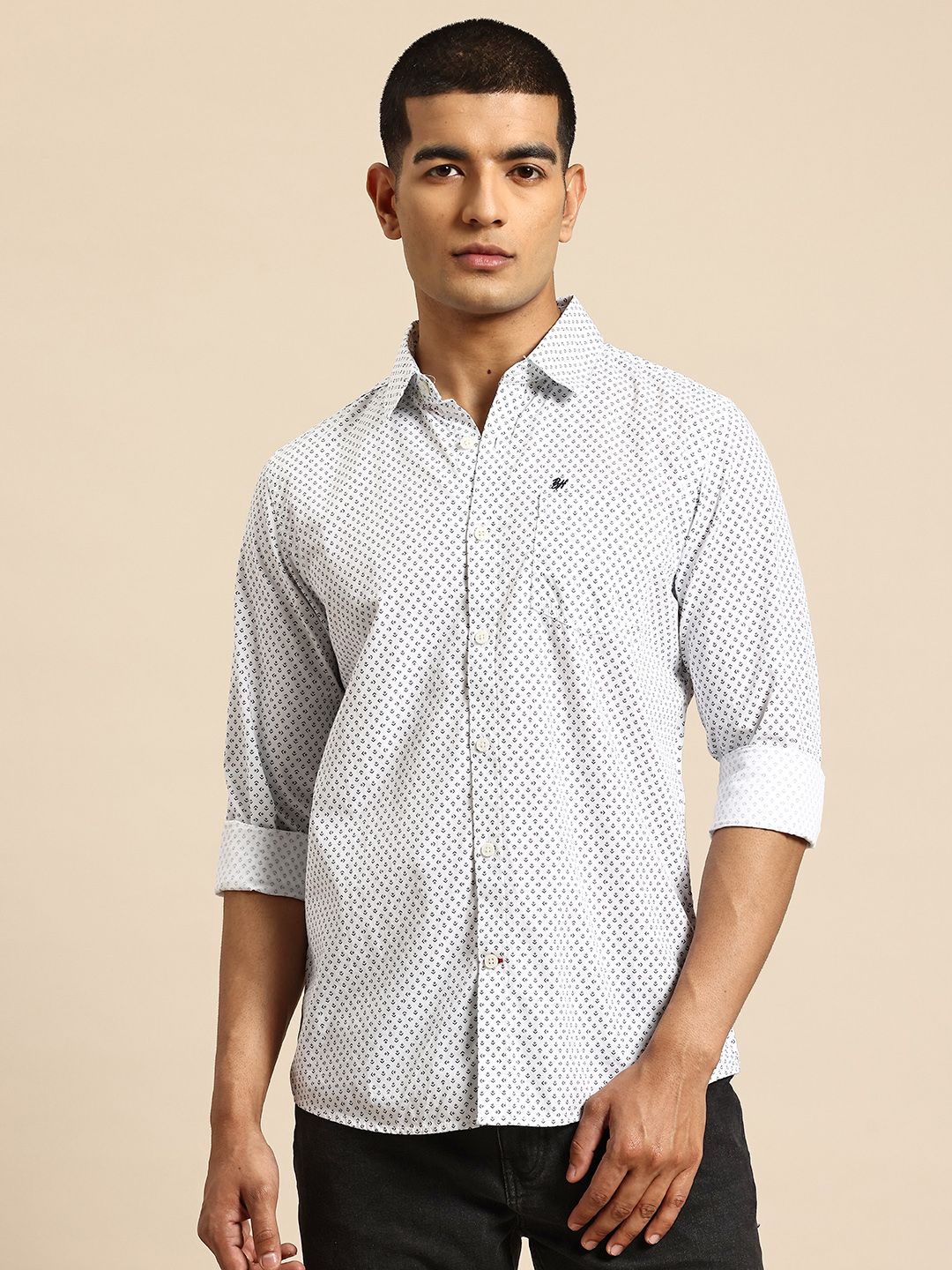 985010dc-d098-4a2d-9bc4-8888d40856b51746091998621-Being-Human-Micro-Ditsy-Printed-Cotton-Slim-Fit-Casual-Shirt-1.jpg Being Human Printed Cotton Slim Fit Casual Shirt - Image 1