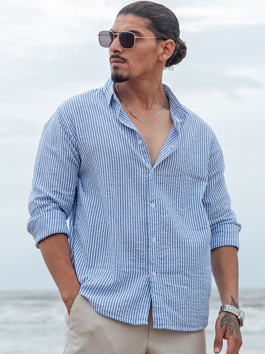 9AIXZvWO_b05a69e224b94c9a894c4563ee8bf776.jpg Powerlook Men Micro Checks Checked Casual Shirt - Image 1