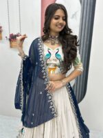 Floral Embroidered Sequinned Semi-Stitched Lehenga & Unstitched Blouse With Dupatta - Image 4