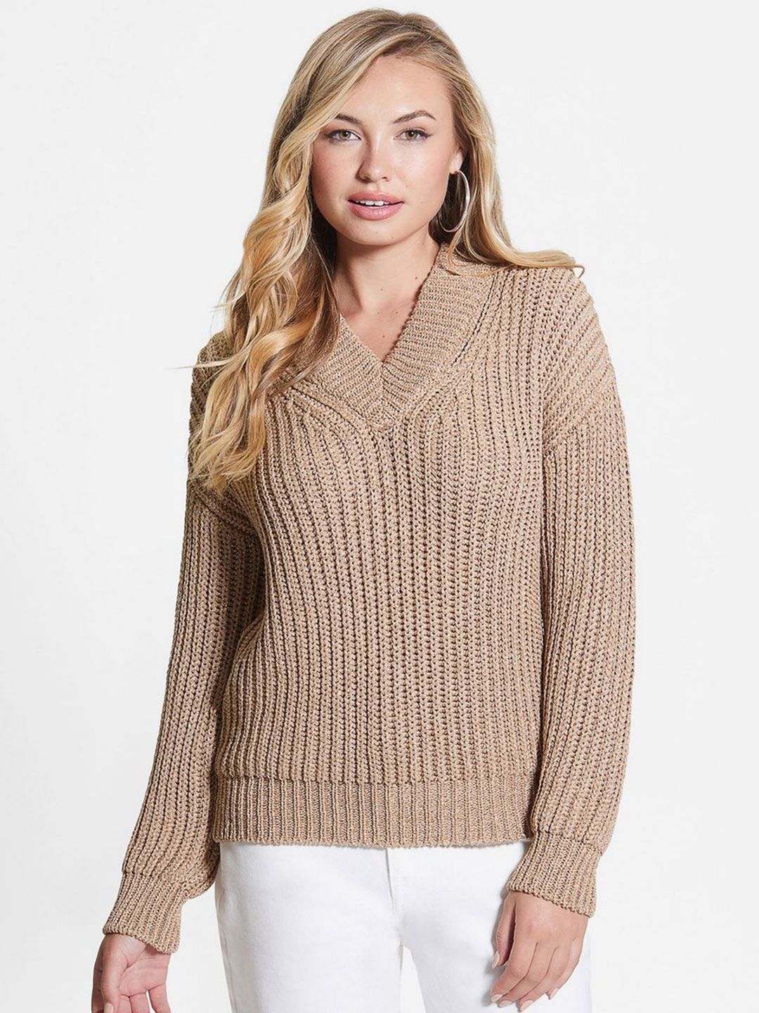 In8Ovz9P_41344740c8964af58c19fd186c697805.jpg GUESS Women Cable Knit Pullover - Image 1