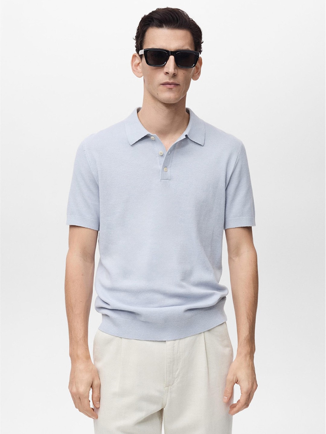 Knitted-Polo-Collar-T-shirt.jpg Knitted Polo Collar T-shirt - Image 1