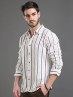 Slim Fit Vertical Striped Cotton Casual Shirt