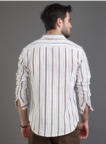 Slim Fit Vertical Striped Cotton Casual Shirt - Image 2