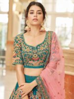 Embroidered Sequinned Velvet Semi-Stitched Lehenga & Unstitched Blouse With Dupatta - Image 3