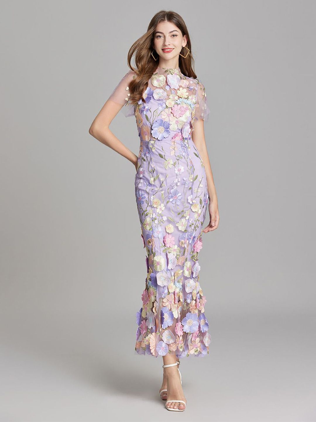 WQjKVBmC_d5b4ac46e2f74d91be899ad5fb0158aa.jpg Floral Print Flutter Sleeve Maxi Dress - Image 1