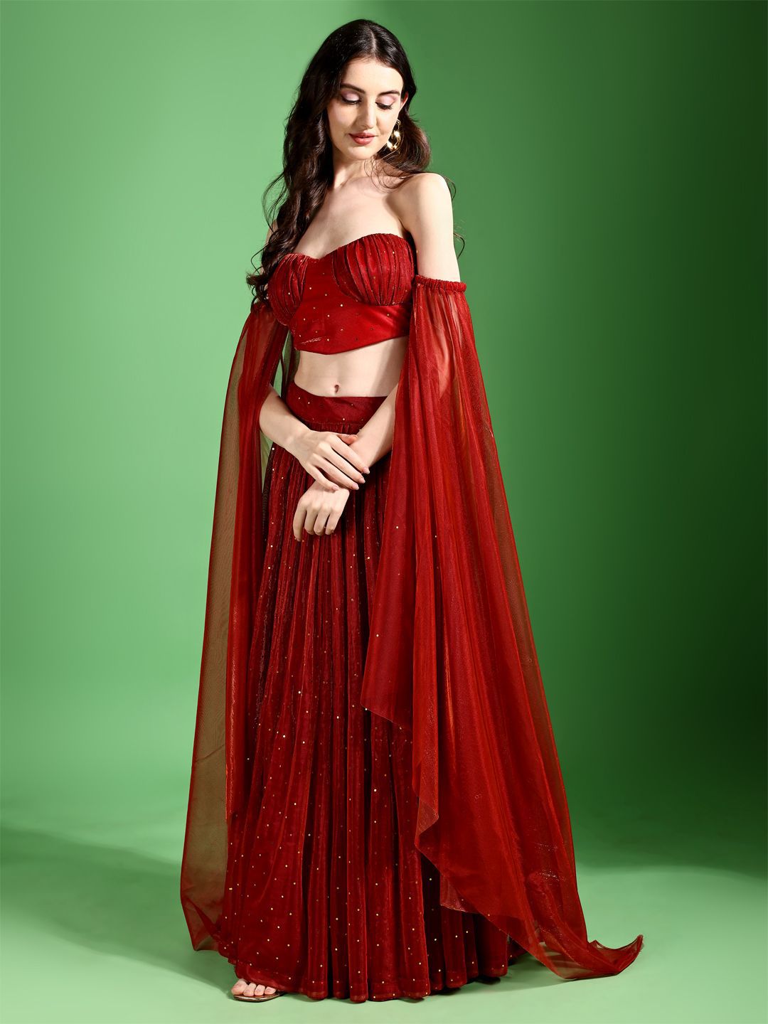 XFcm0tAv_d015d835e8f84a46b39457922121f5df.jpg Embellished Beads and Stones Ready to Wear Lehenga & Unstitched Blouse - Image 1