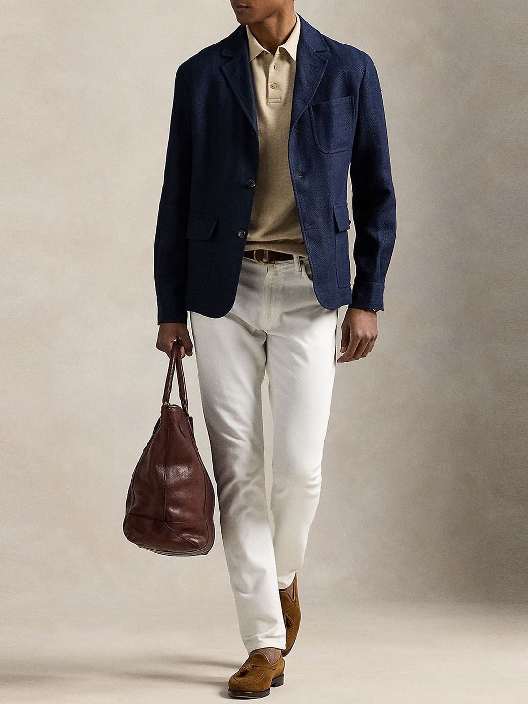 XkzN5EM8_dd50d04da65b4d69834c901d95398c1e.jpg Herringbone Patterned Linen-Cotton Slim-Fit Tailored Blazer - Image 1