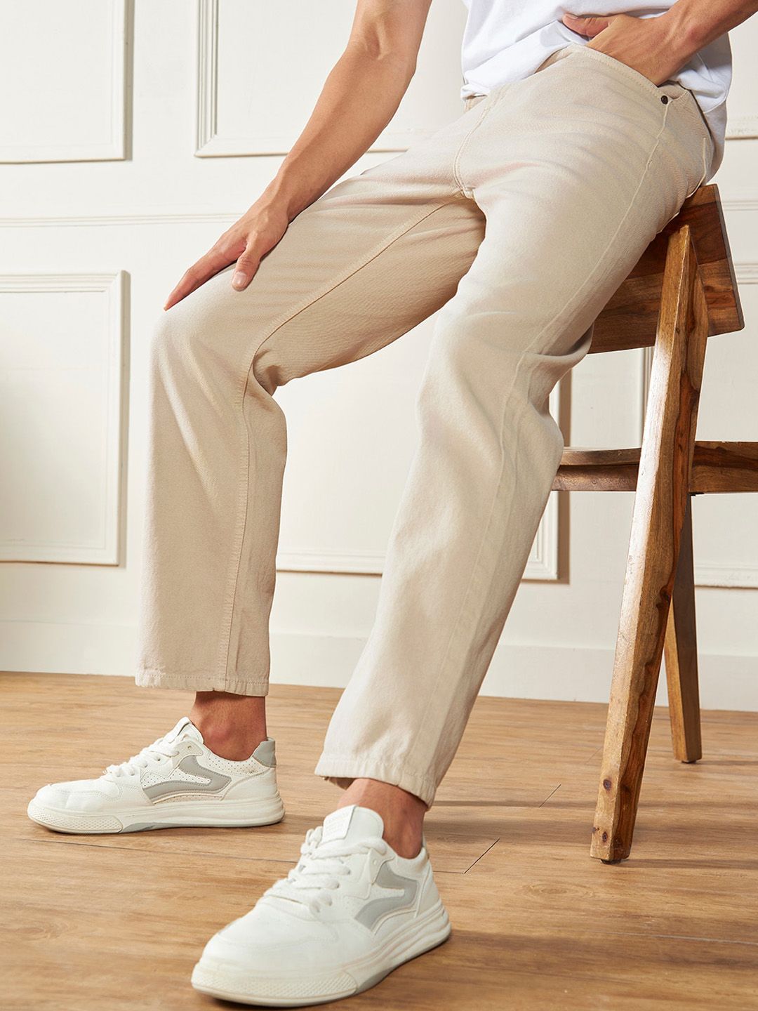 bce7d777-0ba1-4493-b542-6c088ba84cb11744366684179-Dennis-Lingo-Men-Relaxed-Fit-Clean-Look-Ecru-Pure-Cotton-Jea-3.jpg Men Relaxed Fit Clean Look Ecru Pure Cotton Jeans - Image 1