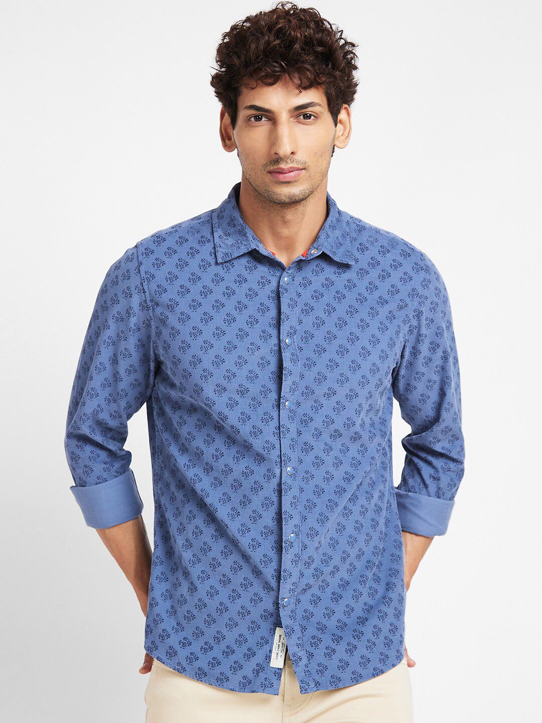 beb8d84e-cb70-4e1f-b60a-ae995a54fc1e1694785981632BeingHumanMenBlueSlimFitOpaquePrintedCasualShirt1.jpg Being Human Slim Fit Opaque Printed Casual Shirt - Image 1