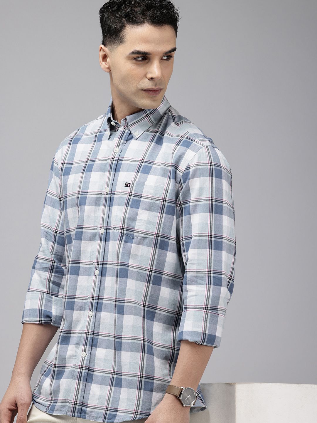 d4ba252c-ecfe-42e9-8812-b6630e60cf371737110040942-Arrow-Men-Shirts-6201737110040469-1.jpg Pure Cotton Manhattan Slim Fit Checked Casual Shirt - Image 1