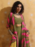 Printed Muslin Silk Top Jacket With Trousers Co-Ords - Image 3