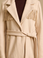 Suede Fringe Detail Overcoat - Image 2