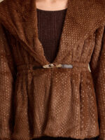 Foiled Fur Peplum Jacket With Gold Trim - Image 2
