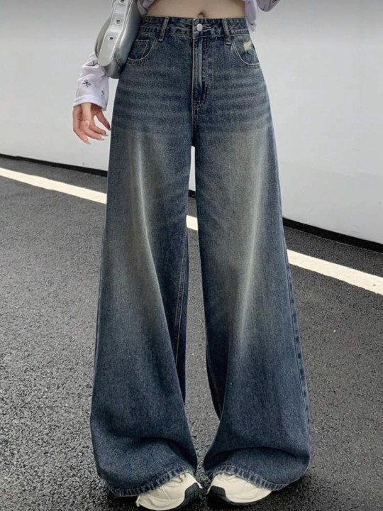 j#5 The Roadster Life Co. Smart Wide Leg High-Rise Mildly Distressed Heavy - Image 1